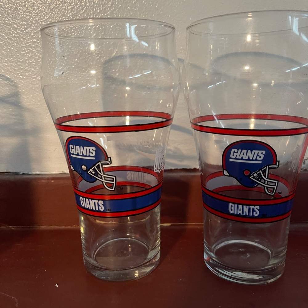 Vintage 3 NY Giants Coca Cola Glasses